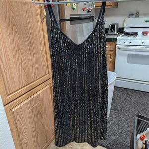 Candie's Black and Gold Sequin Backless Dress